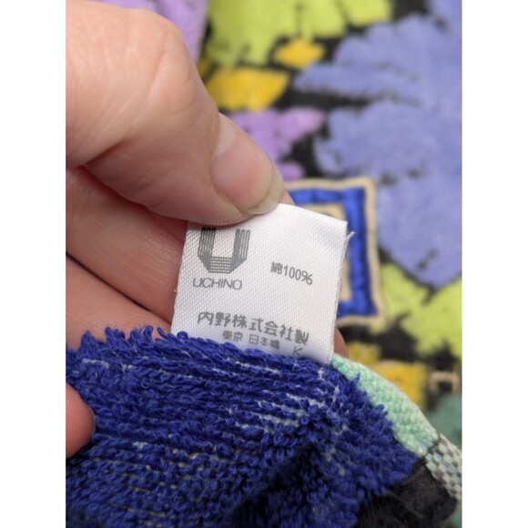 Givenchy Floral Cotton Hand Towel Blue Purple Green Vintage Urban Uchino Japan - Picture 4 of 9